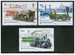 HUNGARY 1996 TRANSPORT Ground Vehicles RAILWAY TRAIN LOCOMOTIVE - Fine Set MNH - Neufs