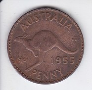 MONEDA DE AUSTRALIA DE 1 PENNY DEL AÑO 1955 CANGURO (KANGAROO) - Penny