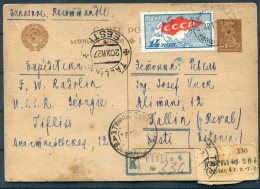 1927 USSR Registered Stationery Postcard Tiflis Georgia - Tallin Estonia - Covers & Documents