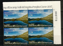 ANDORRA. UNESCO WORLD HERITAGE. Vall Del Madriu-Perafita-Claror (Estany D'Encamp) Bloc De 4 Bord De Feuille Neufs ** - Unused Stamps