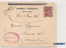 ARGENTINA - Vf COVER With Rare From  WINIFREDA To BUENOS AIRES - Stamp RIVADAVIA Cancelled With SIN VALOR POSTAL - Service