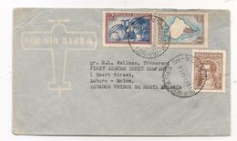 ARGENTINA - Vf 1937 AIR MAIL COVER To MAINE - FRUITS And MAP STAMPS - Covers & Documents