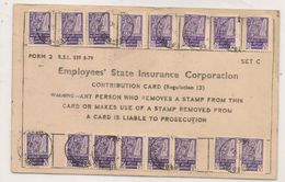 UK - EMPLOYEES STATE INSURANCE CORPORATION - 1974 Contribution Card - SHALIMAR Local Office - - Fiscaux