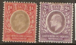 K.U.T. East Africa And Uganda 1904 SG 18-19 1a, 2a,  Mounted Mint - Protettorati De Africa Orientale E Uganda