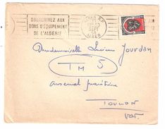 Lettre Flamme ALGER,  : SOUSCRIVEZ AUX BONS D'EQUIPEMENT De L' ALGERIE , 1950 > Toulon, TB - Covers & Documents