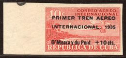 CUBA 1935 - Primer Tren Aéreo Internacional Overprinted On 10c Red, Mint LH Imperforated - Neufs