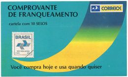 BRAZIL 1991. The Booklet With 10 Stamps Of First National Rate, Blue On Beige, Mint NH - Carnets