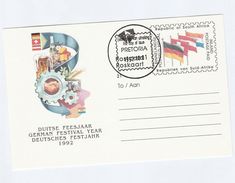 1992 SOUTH AFRICA GERMAN WINE BEER Festival FIRST DAY Rsa Drink Alcohol Cheese Postal Stationery Card Stamps - Vins & Alcools