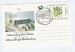 1992 SOUTH AFRICA STATIONERY Illus CIVIC THEATRE At JOHANNESBURG , FIRST DAY Rsa Stamps Postal Card Cover - Covers & Documents