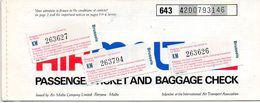 Air Malta Vliegtuigticket Passengers Ticket Biljet  Malta Brussels Retour 1981   Vliegtuig Avion Airplane Flugzeug - Tickets