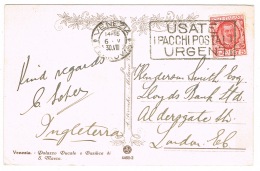 RB 1166 - 1930 Postcard Venezia Italy To London Superb Parcel Post Slogan Postmark - Publicité