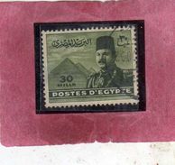 EGYPT EGITTO 1939 1946 KING FAROUK RE ROI AND PYRAMIDS 30m OL GREEN USATO USED OBLITERE' - Gebraucht