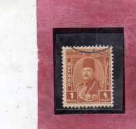 EGYPT EGITTO 1944 1950 KING FAROUK RE ROI 1m YELLOW BROWN USATO USED OBLITERE' - Gebraucht