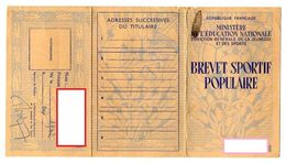 MINISTERE DE L'EDUCATION NATIONALE  Brevet Sportif Populaire TIMBRE Jean Bouin 1956 - Uniformes, Recordatorios & Misc