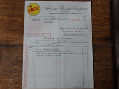 SHELL-Belgian Benzine Company - Relevé De Compte Du 08 Novembre 1928. - Automobilismo