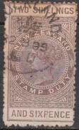 NEW ZEALAND      SCOTT NO  AR2      USED     YEAR  1882    WMK 62    DISCOUNTED IN PRICE FOR MINOR PERF. TONING - Neufs