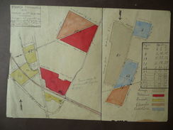 Pianta Topografica 1924 Disegnata Colori Palazzo Strada Ferrata Gioia Del Colle - Otros & Sin Clasificación