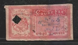 NABHA  STATE  4  Rupees  Court Fee Type 8  #  98034  India  Inde  Indien Revenue Fiscaux  Sikhism - Nabha