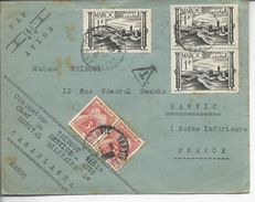 Casablanca Timbres 258x3 >> Le Havre Taxée à 6f Timbres Ta82x2 1947 - 1859-1959 Storia Postale