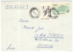 ROMANIA - Rumänien - Posta Romana - 1975 - Par Avion - 25 Bird + 500 Hotel Bradul - Viaggiata Da Bucuresti Per Zürich, S - Brieven En Documenten