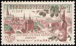 Czechoslovakia / Stamps (1961) 1210: PRAGA 1962 (Plzen City, Beer, Hops, Museum, Theater); Painter: Cyril Bouda - Bières