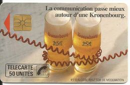 Telecarte Publicité, Bière Kronenbourg (alcool, Ayez Soif De Modération) - La Communication Passe Mieux (fil Téléphone) - Werbung