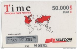 - ITALIA-TELECOM TIME DA L. 50.000(E.25,82)-TRASPARENTE - [2] Handy-, Prepaid- Und Aufladkarten