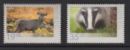 Norway 2014 Set Of 2 Wildlife: Red Deer, European Badger - Unused Stamps