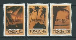 Tonga 1984 Christmas Carols Self Adhesive Set Of 3 MNH Specimen Overprint - Tonga (1970-...)