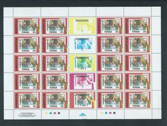 Tonga 1986 US Peace Corps Ameripex Set 2 X 20 In Full Sheets With Gutters And Margins MNH Specimen Overprint - Tonga (1970-...)