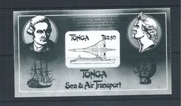 Tonga 1983 Sea & Air Transport Miniature Sheet Black & White Print On Thick Card - Tonga (1970-...)