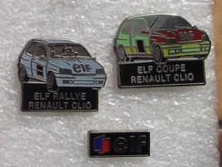 SERIE DE 3 PIN'S RALLYE RENAULT CLIO  AVEC ELF             CCCC   12 - Rallye