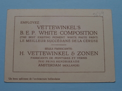 VETTEWINKEL'S B.E.P. WHITE COMPOSITION - H. VETTEWINKEL & Zonen AMSTERDAM Hollande ( Zie Foto´s Voor Detail ) ! - Tarjetas De Visita