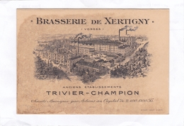 BRASSERIE  DE  XERTIGNY.  Anciens Etablissements  TRIVIER - CHAMPION  (carte Double Format: 14 Cm. X 9,7 Cm. - Xertigny