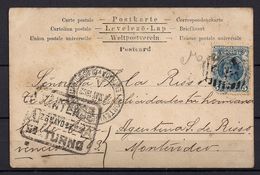 1902 , URUGUAY , TARJETA POSTAL CIRCULADA , LLEGADA , MARCA DE TURNO DE CARTERO - MONTEVIDEO - Uruguay