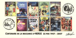 FRANCE 2007 N°97 Albums Fictifs + 2 Cachets Premier Jour FDC TINTIN KUIFJE TIM HERGE GUEBWILLER - Hergé