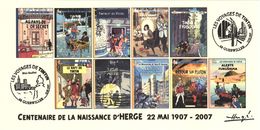 FRANCE 2007 N°98 Albums Fictifs + 2 Cachets Premier Jour FDC TINTIN KUIFJE TIM HERGE GUEBWILLER - Hergé