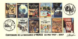 FRANCE 2007 N°100 Albums Fictifs + 2 Cachets Premier Jour FDC TINTIN KUIFJE TIM HERGE GUEBWILLER - Hergé