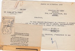 Cachet Angers Rp Sur Documents Mandat Argent Accompte Notaire 1956 - Cachets Généralité