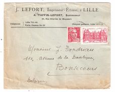 Lettre LILLE Nord LEFORT Imprimeur Editeur Gandon 6 F N° 721 + Palais Luxembourg 803 > Bonsecours Belgique 1948 - Tarifs Postaux