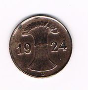 ) WEIMAR REPUBLIC  1 RENTENPFENNIG  1924 D - 1 Renten- & 1 Reichspfennig