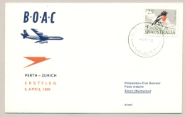 Australia - 1966 - 25c Scarlet Robin On BOAC Airmail Flight-cover Perth - Zürich / Schweiz - Premiers Vols