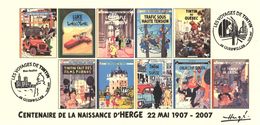 FRANCE 2007 N°103 Albums Fictifs + 2 Cachets Premier Jour FDC TINTIN KUIFJE TIM HERGE GUEBWILLER - Hergé