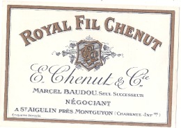 étiquette  Royal Fil Chenu  Charente St Aigulin - MONTGUYON  -  TTB - Vino Rosso