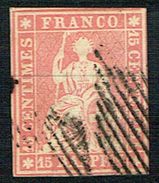 TIMBRE OBLITERE 1860 FIL DE SOIE VERT C/.S.B.K. Nr:24G. Y&TELLIER Nr:28. MICHEL Nr:15IIBym.PAPIER EPAIS. - Used Stamps
