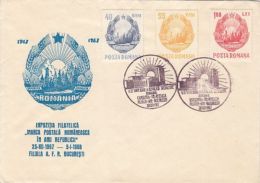 63515- BUCHAREST PHILATELIC EXHIBITION, REPUBLIC COAT OF ARMS, SPECIAL COVER, 1967, ROMANIA - Briefe U. Dokumente