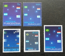 Argentina - Paraguay - Bolivia - Brazil - Uruguay Joint Issue 2 Years Of MERCOSUR 1997 (joint Stamp) MNH *Rare - Neufs