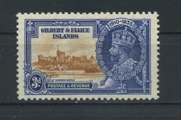 GILBERT  AND ELLICE  ISLANDS    1935    Silver  Jubilee  3d  Brown  And  Deep  Blue    MH - Gilbert & Ellice Islands (...-1979)