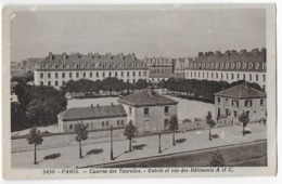 Cpa Bon Etat , Paris XXème  Caserne Des Tourelles Entrée Et Vue Des Batiments A Et C. Carte Rare , Courrier Verso - Paris (20)