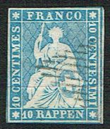 TIMBRE SIGNE KIMMEL . OBLITERE 1856 FIL DE SOIE ROUGE C/.S.B.K. Nr:23E Y&TELLIER Nr:27c. MICHEL Nr:14IIBzo. - Used Stamps